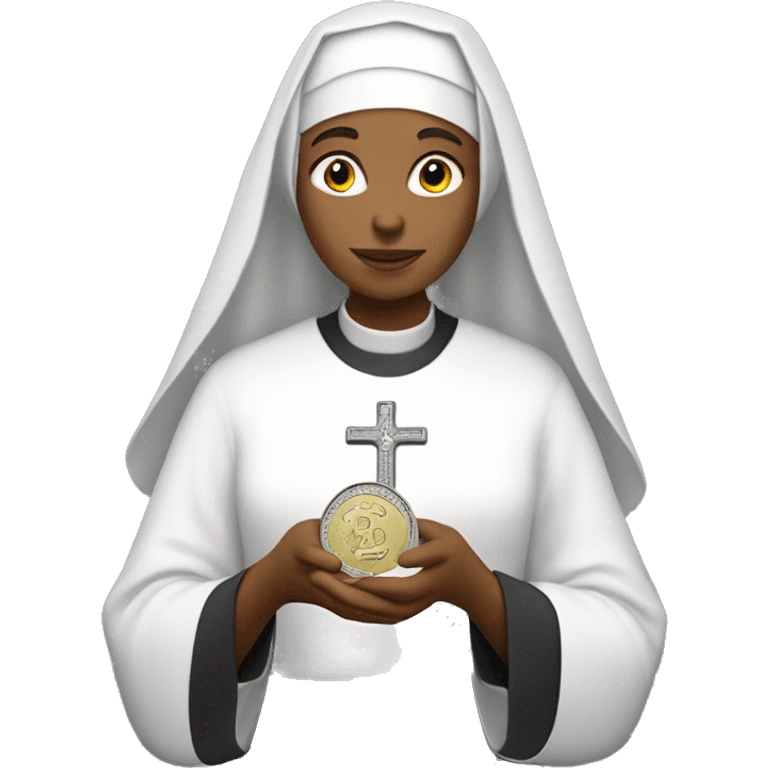 A nun holding a  dime emoji