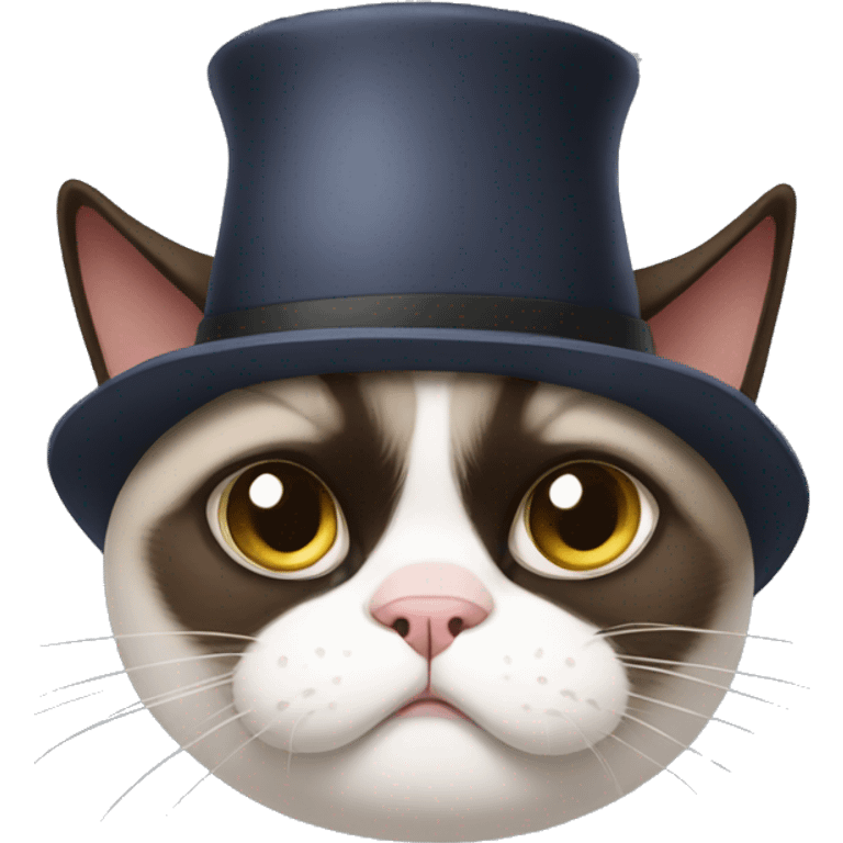 Grumpy Cat with hat emoji