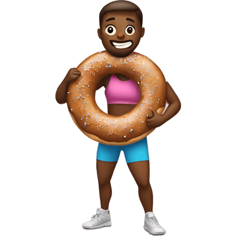 Exercising while eating a donut emoji