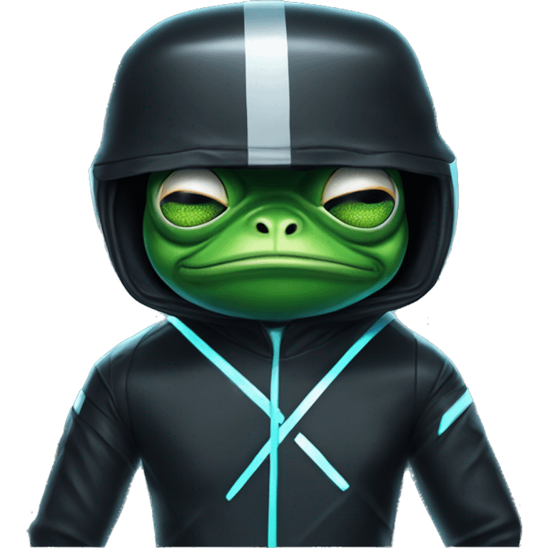 Pepe the frog wearing a Tron mascot, Tron bull, costume emoji