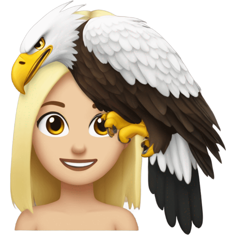 A bald eagle with a blonde girl in its talons  emoji