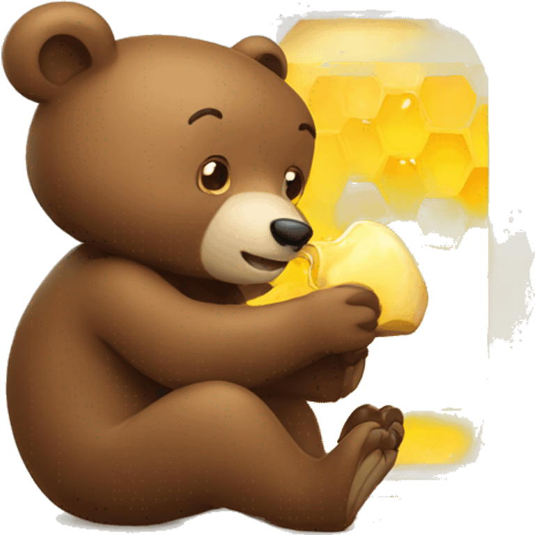 bear eats honey from jar emoji