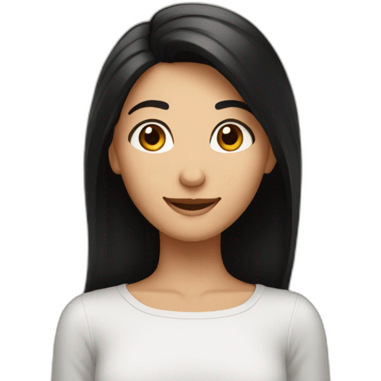 A beautiful person with black hair and brown eyes appears happy waiting for a surprise   emoji