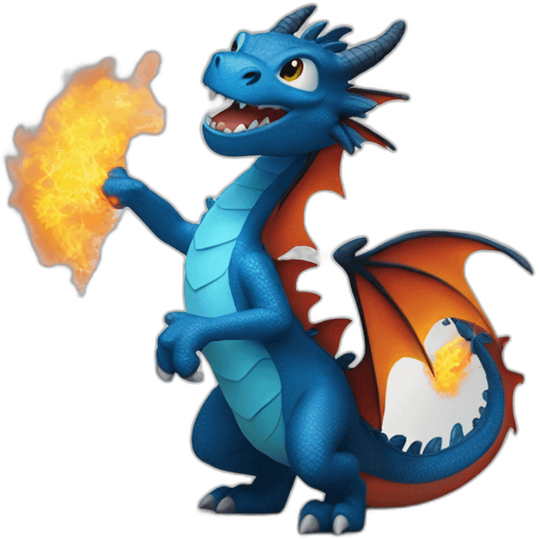 Blue dragon breathing fire how to train your dragon style emoji