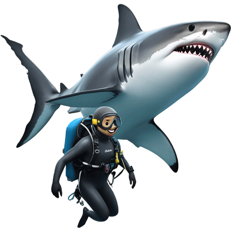 free diving with a great white shark emoji