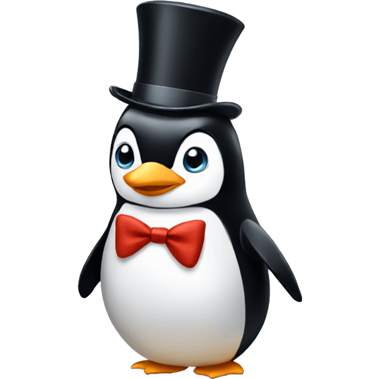 Penguin with a top hat emoji