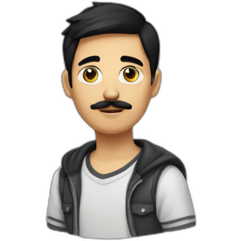 Teenboy with medium Short black hair and mustache emoji