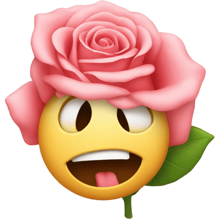 Emoji with rose in mouth emoji