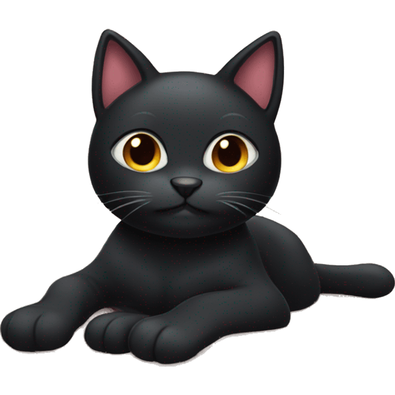 Cute black cat laying on a blanket emoji