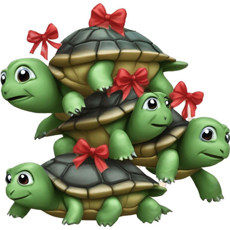 turtle family with bows on their heads emoji