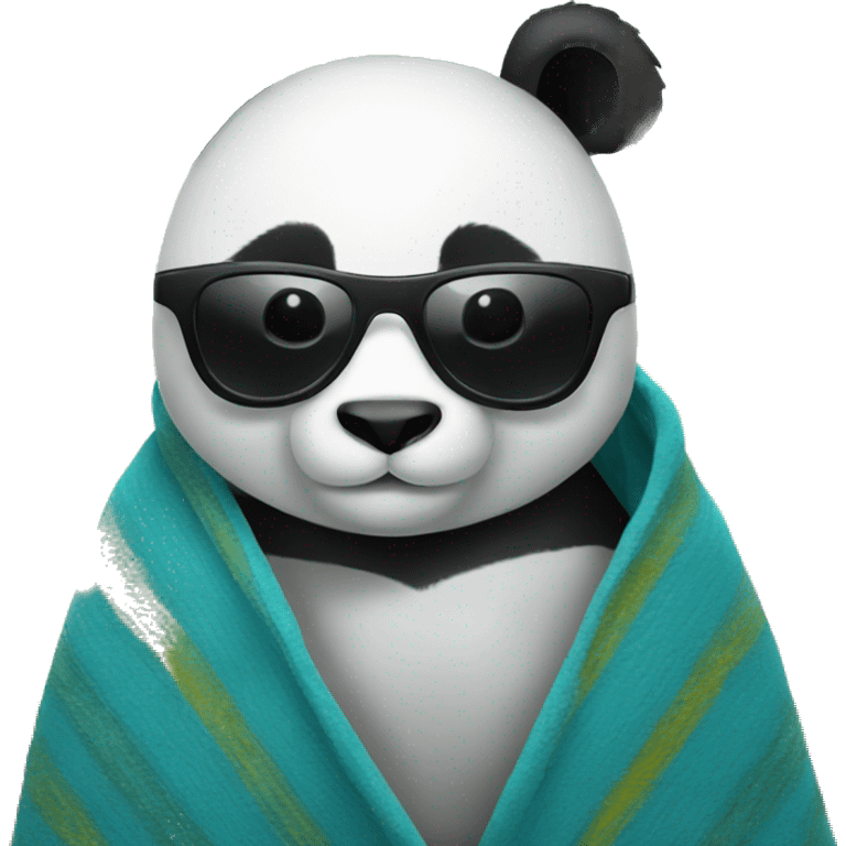 Panda with sunglasses and af blanket around  emoji