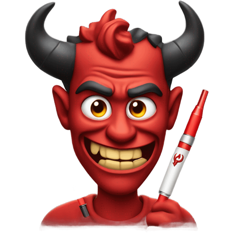 devil smirking holding vape pen emoji