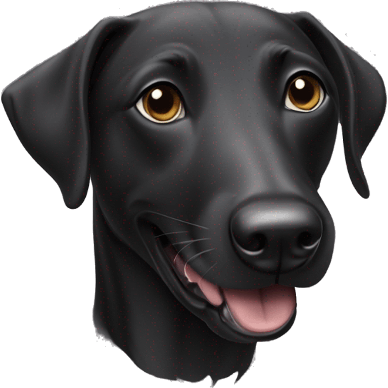 Black dog labrador whippet cross happy face  emoji