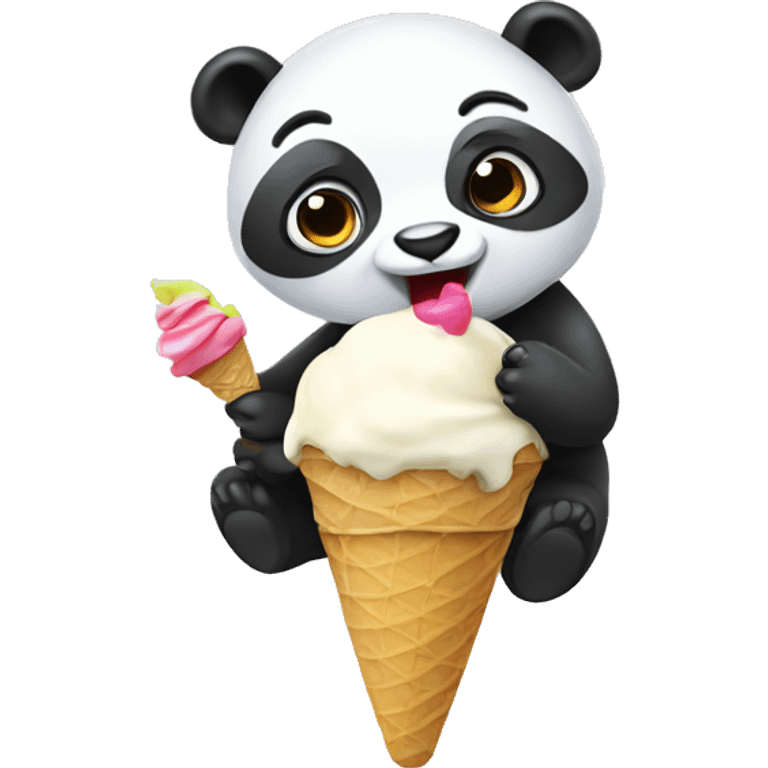 Panda eating ice cream emoji