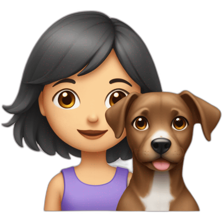 Petite fille sur chien emoji