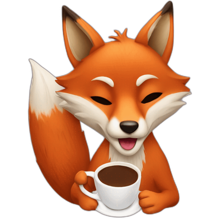 Fox drinking coffee emoji