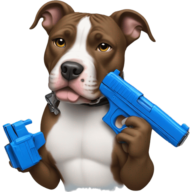 pitbull holding blue gun emoji