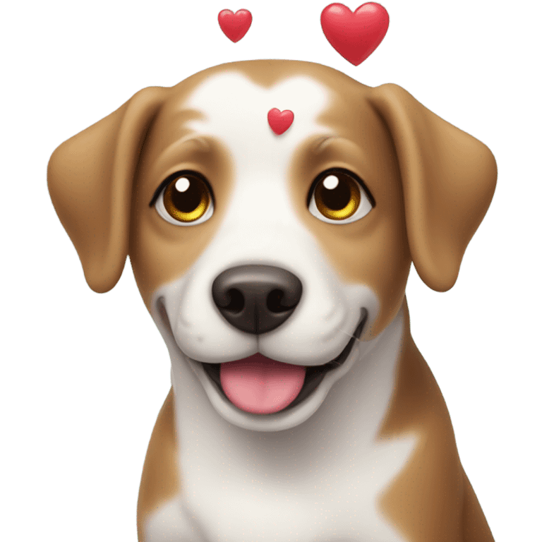 Cute dog with hearts emoji