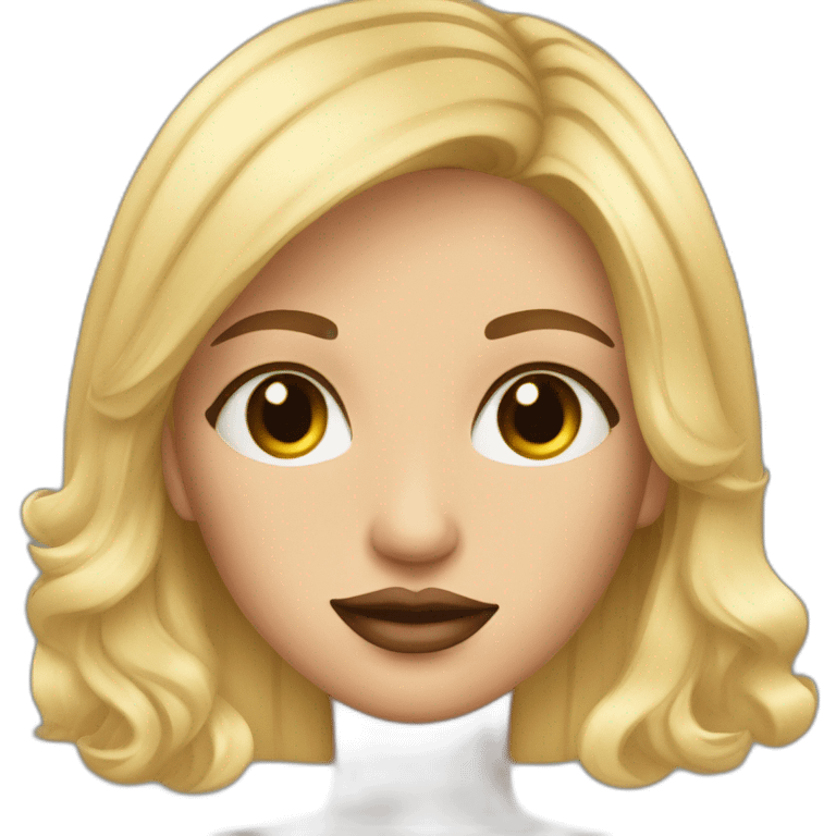 blonde girl with lips and extended lashes. emoji