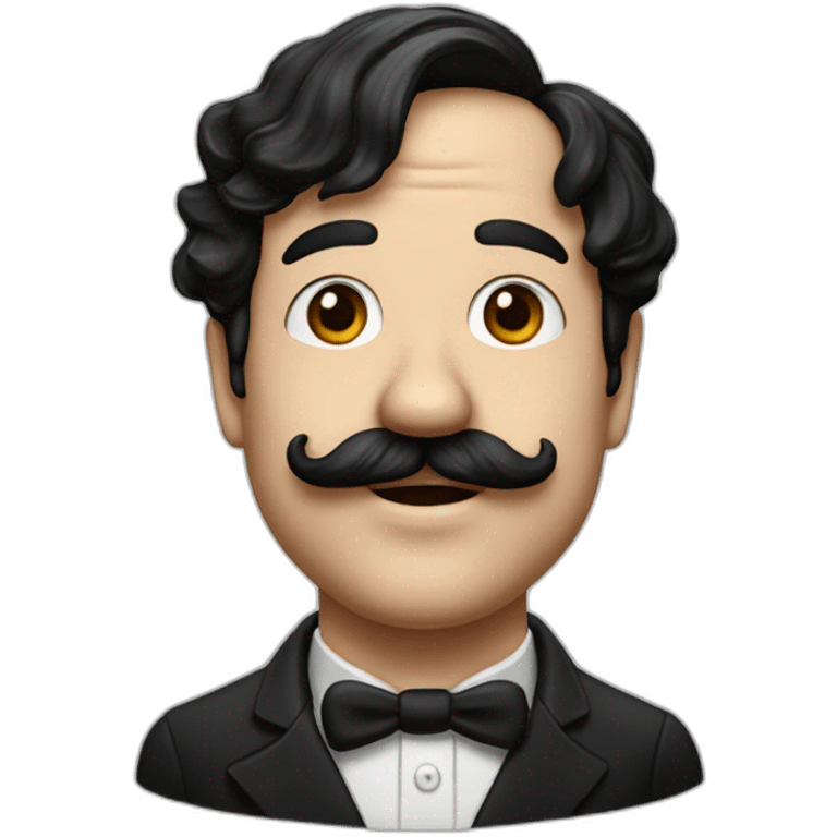 The face of a 40-year-old man, Charlie Chaplin mustache, black hair, bangs to the left emoji