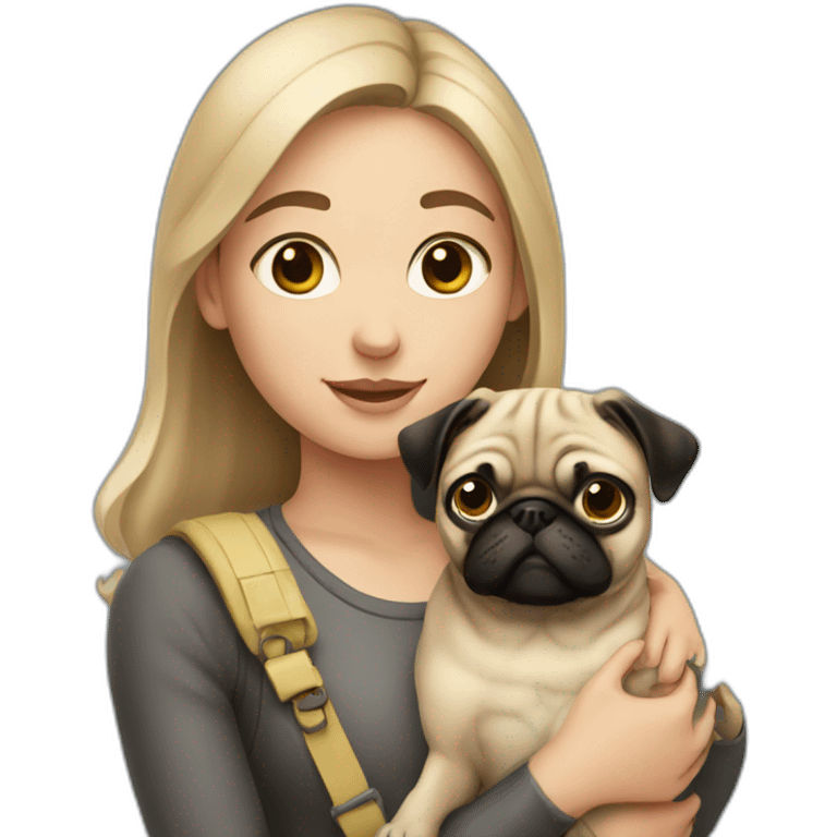 Girl holding pug  emoji