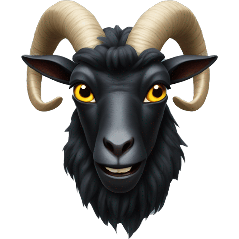 Black goats with big horns and super angry expressions emoji