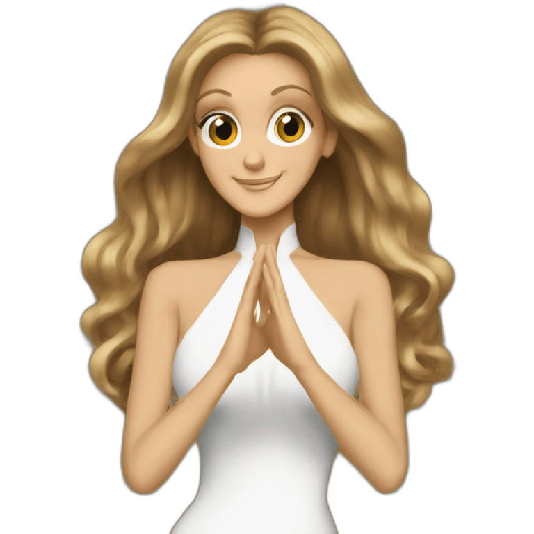 Celine Dion making a heart with her hands emoji