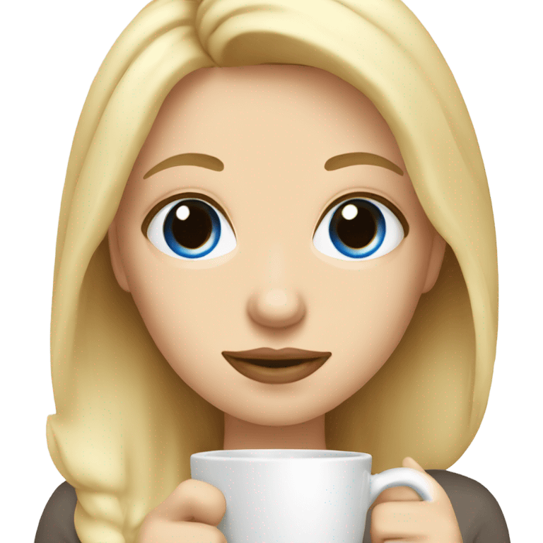 Blonde girl blue eyes drinking coffee emoji