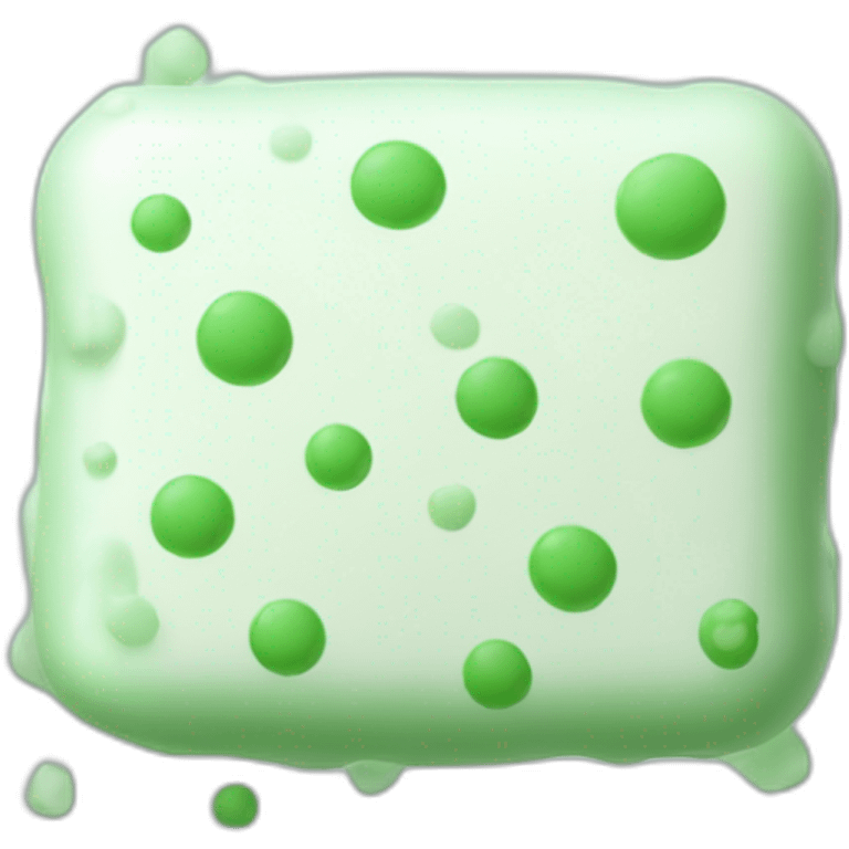 White powder soap with tiny green dots emoji