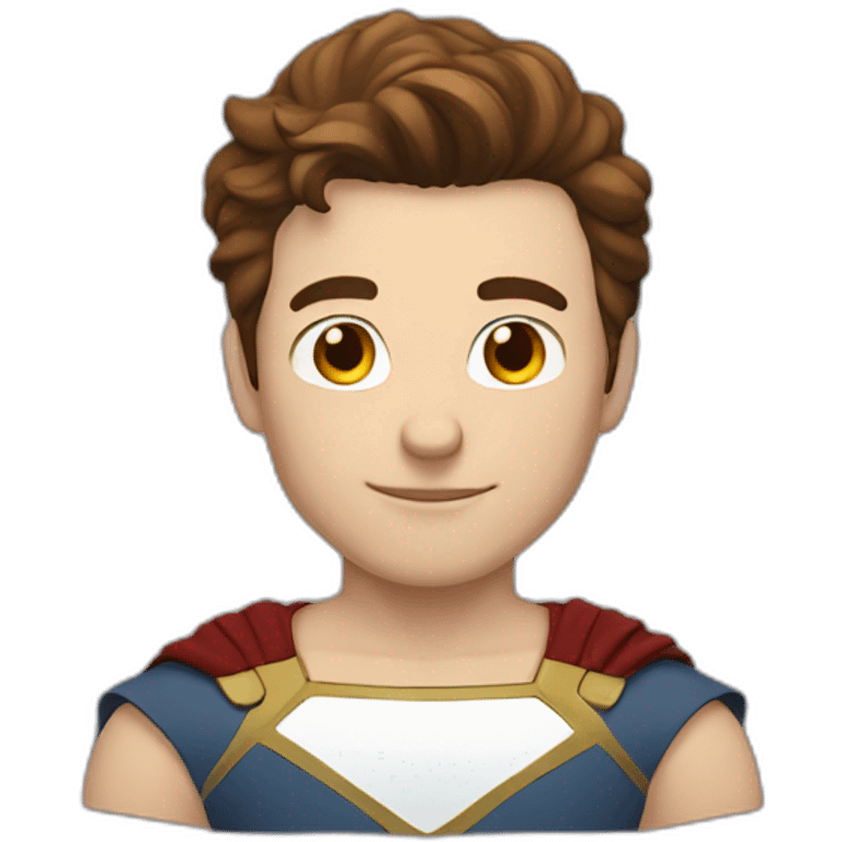 Superhero guy, white skin, brown hair emoji