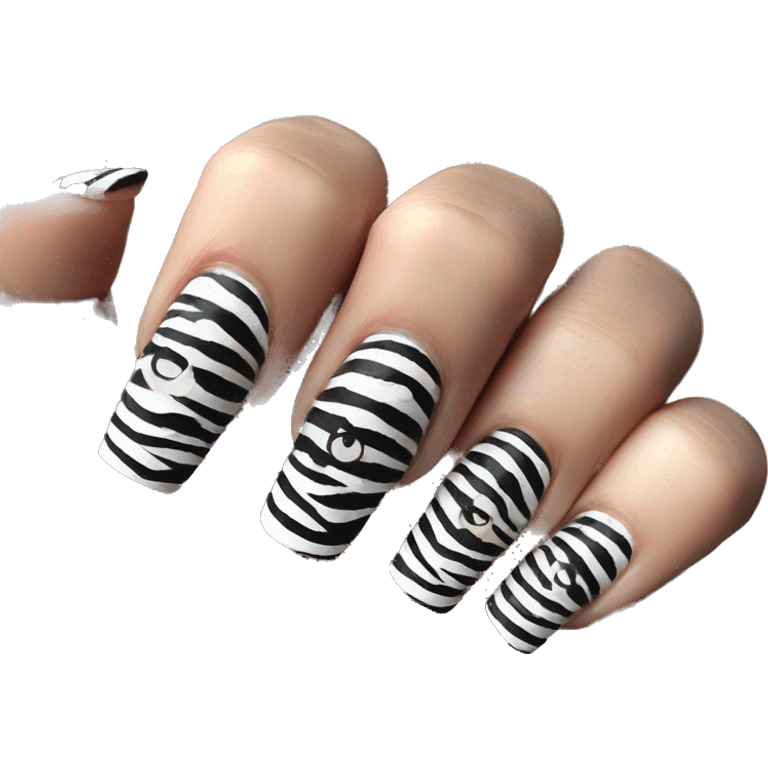 zebra painted nails emoji