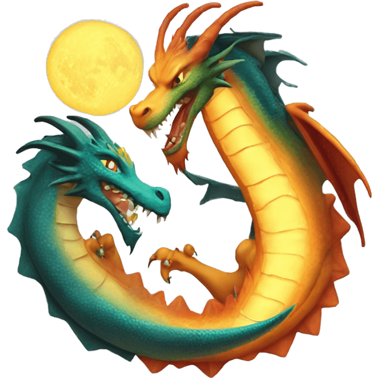 sun dragon and moon dragon friends emoji