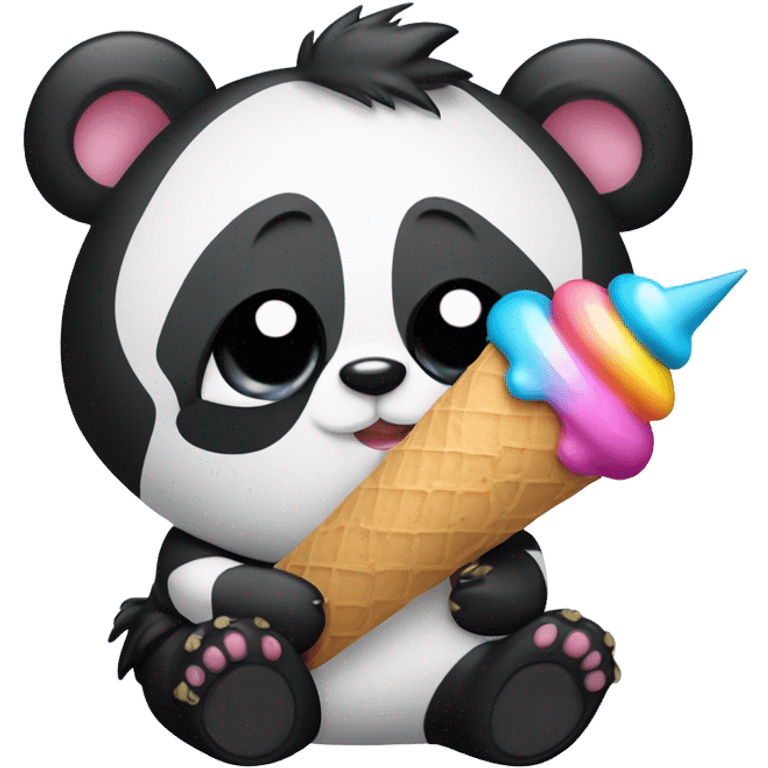 Panda eating ice cream emoji