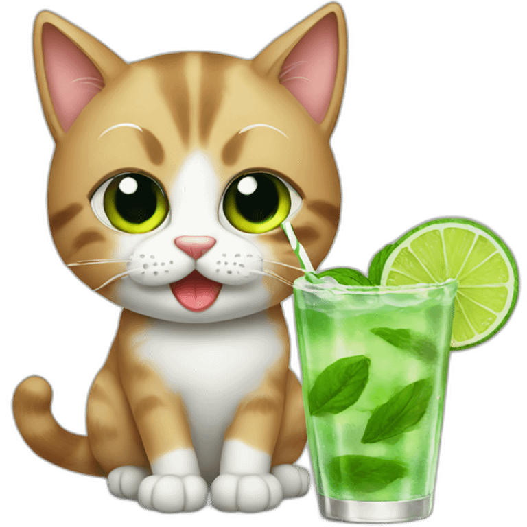 cat drinks mojito emoji