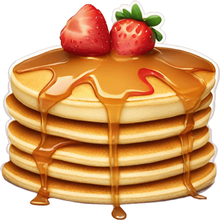 pancake with strawberry on top and caramel emoji