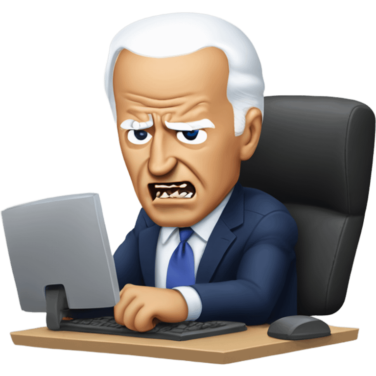 Joe Biden angrily using a computer emoji