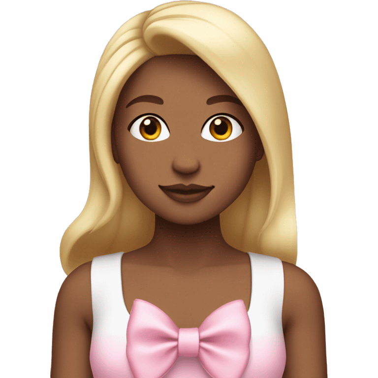 Blonde girl with straight hair, pink crop top and a white bow in hair emoji