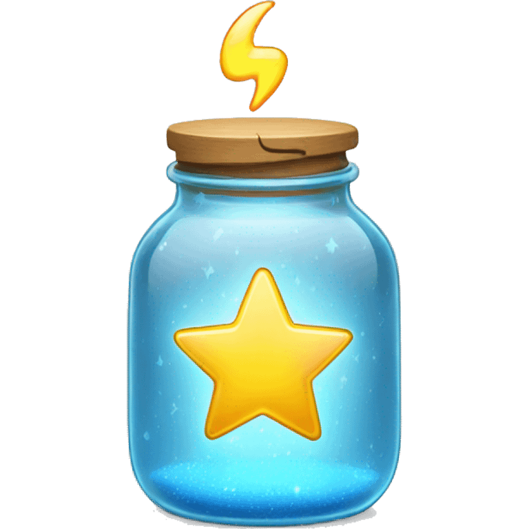 glass jar with bright heart, lightning, drop, star inside emoji