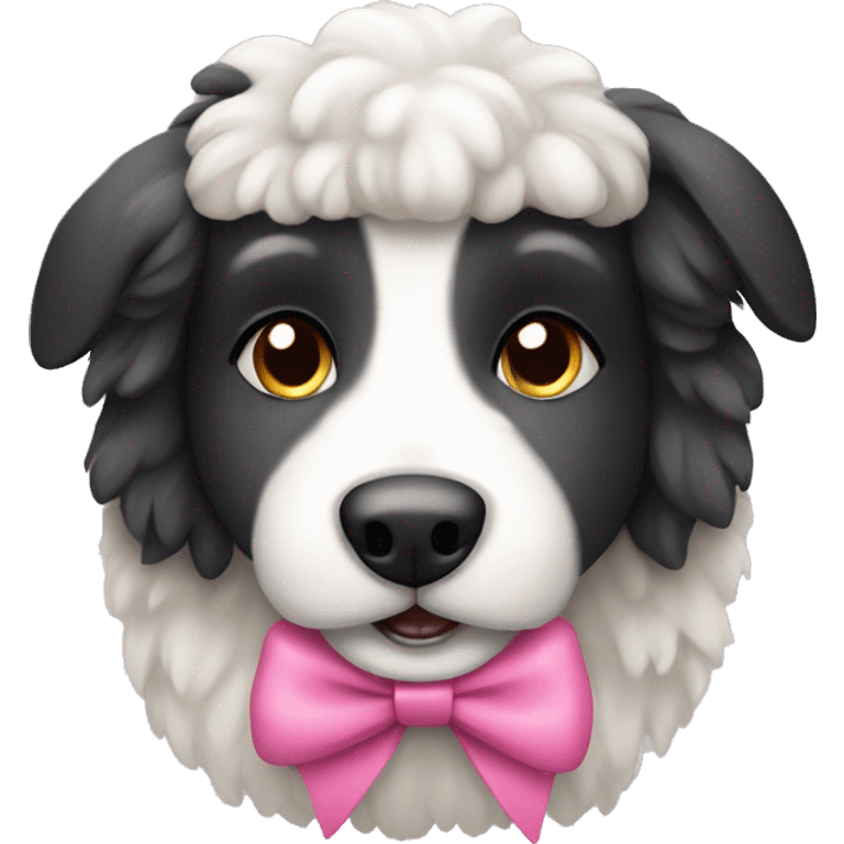 sheepdog with a pink bow emoji