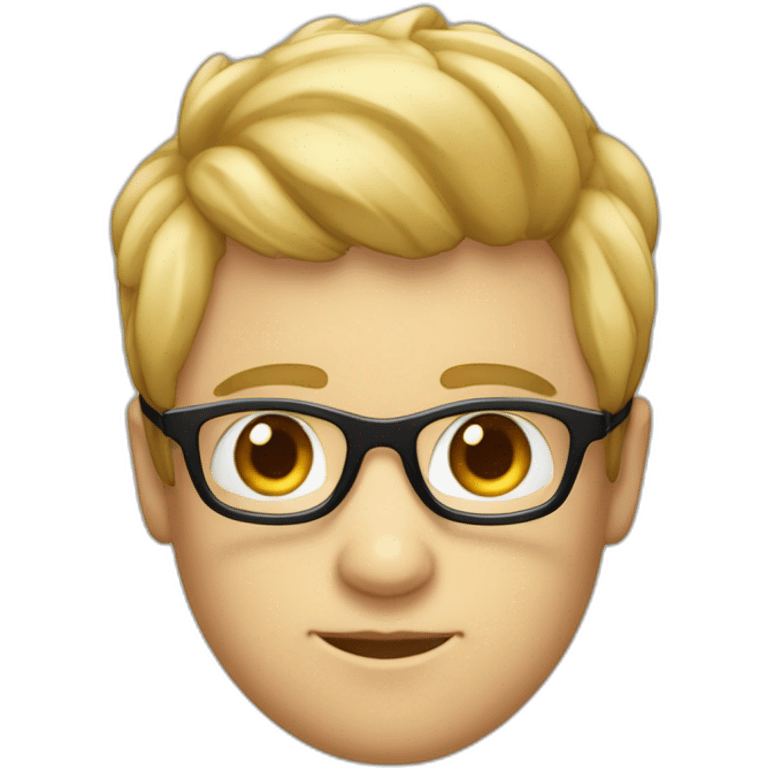 garcon maigre avec des cheveux blond des yeux bleux et des lunette noir emoji