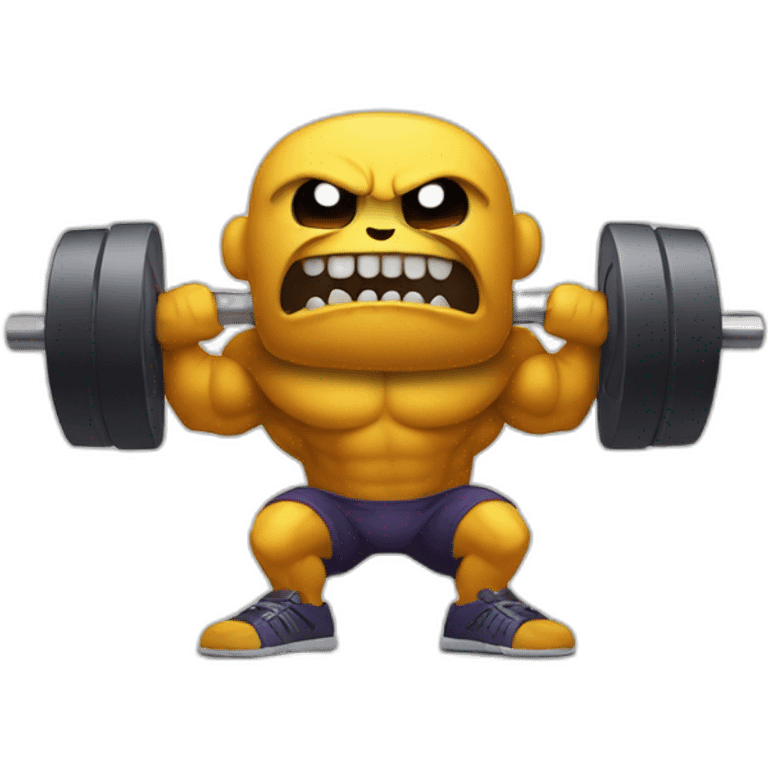 scary monster with big muscles lifting weights emoji