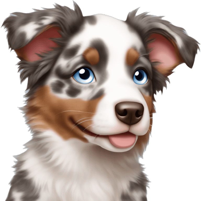 Small Red MERLE Australian shepherd puppy with light BLUE eyes emoji