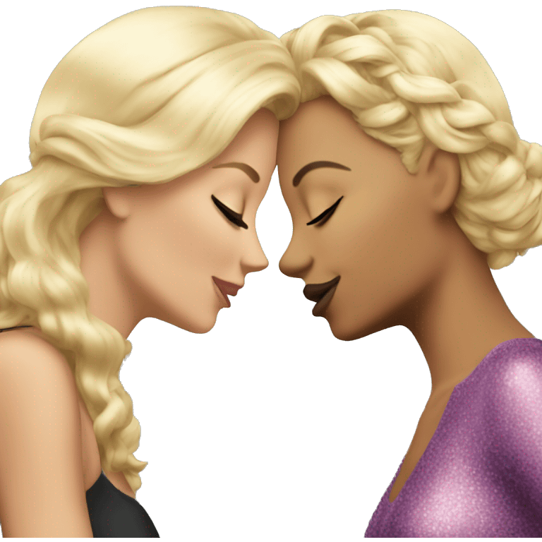 2 blonde queens kiss  emoji