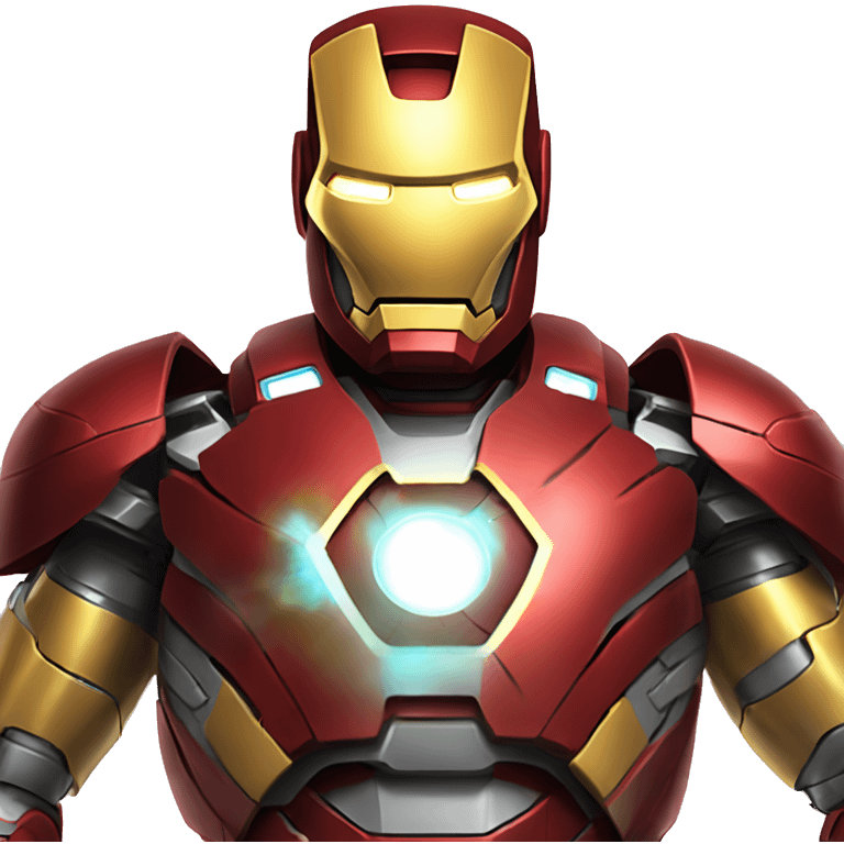 iron man in his red and yellow armour woth a glowing arc reactor emoji