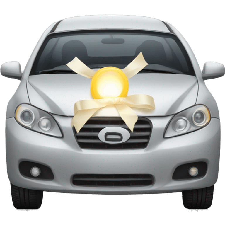 Car headlight wrapped in a bow emoji