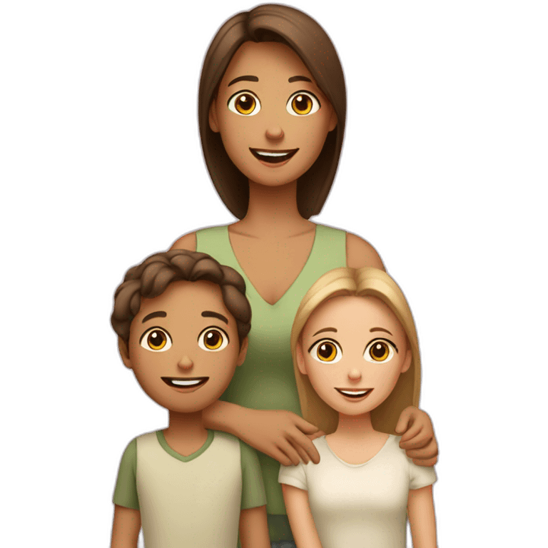 a  whitw mother with his three children emoji