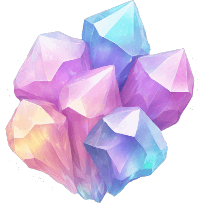 One Pastel iridescent crystal clusters emoji