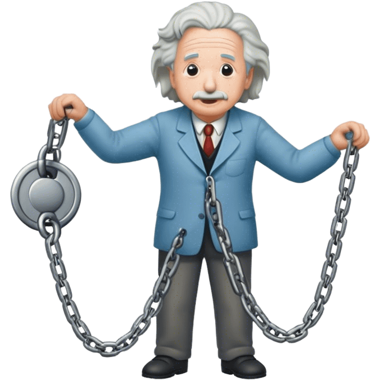 Albert einstein pulling on a chain emoji