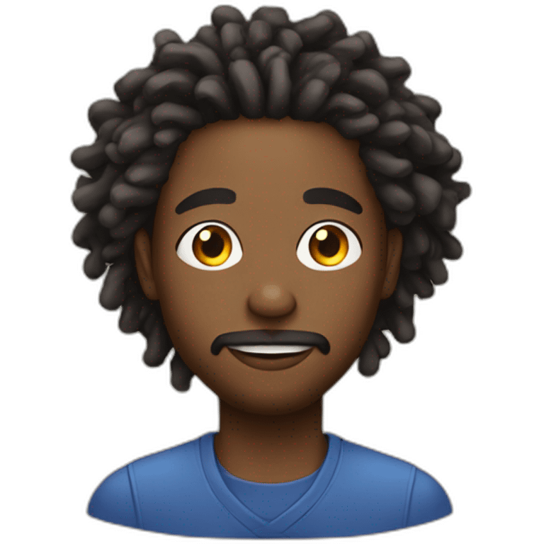 Young Black man with locs and a goatee and mustache emoji