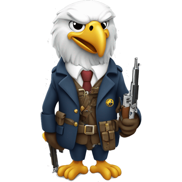 bald eagle smoking cigarette holding rifle emoji